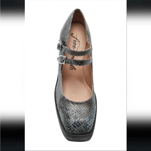 Free People Ruby Double Strap Platform Mary Janes US 8.5 Blue and Black - Picture 11 of 12